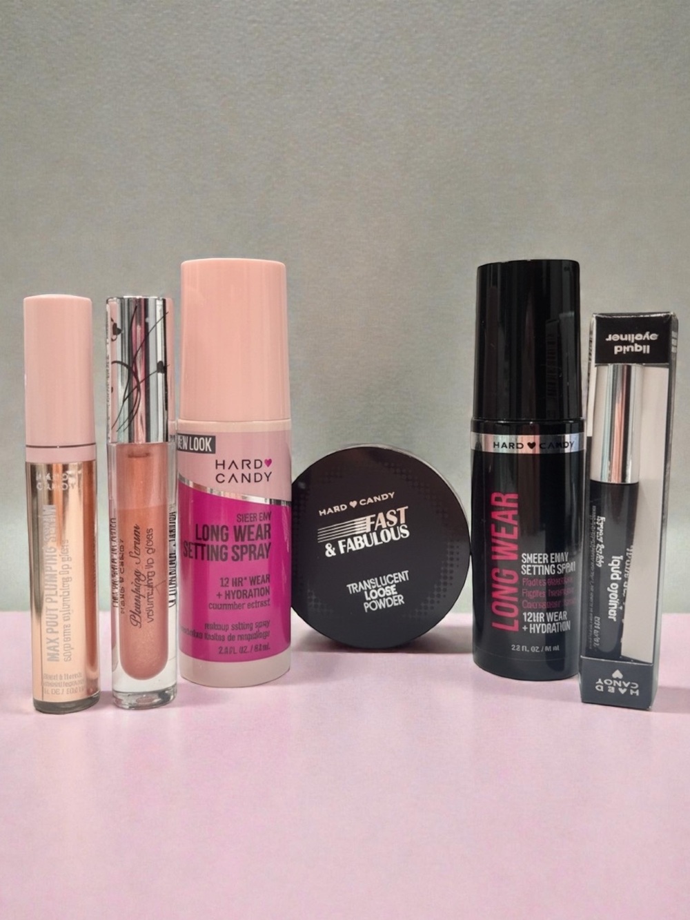 Hard Candy Setting Spray,Loose Powder, Lip Gloss, Plumping Serum,Liquid Eyeliner